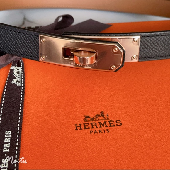 New! Authentic Hermes Kelly 18 Veau Epsom Black Belt - Picture 3 of 11